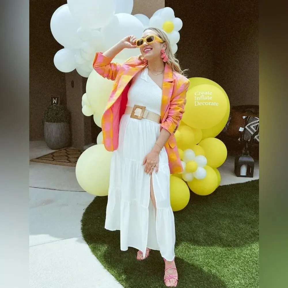 Merokeety Dress Womens Size Small NEW White Coastal Smocked Ruffle Tiered Midi - Picture 7 of 7